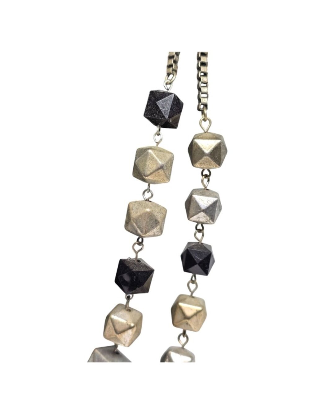 Ruby Rd Layered Statement Necklace Gold Silver Tone Black Geometric Beaded Adjus - Picture 4 of 9